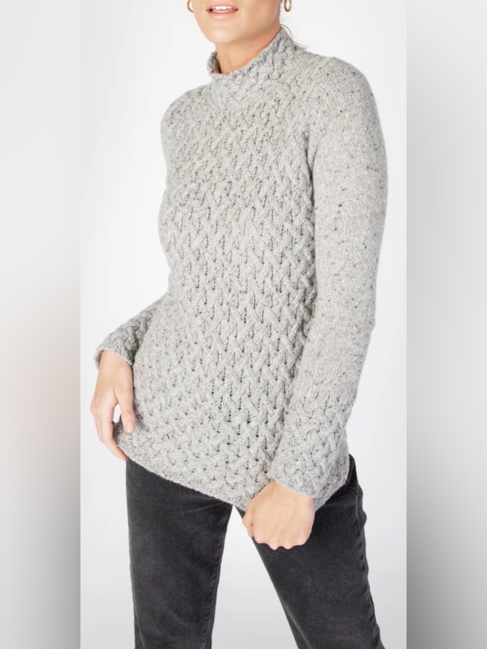 Ireland’s Eye The Trellis Wool-Cashmere Sweater Light Grey